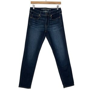 AMERICAN EAGLE sz 6 Super Skinny Jeans Whiskering Shading 5 Pkts Blue
